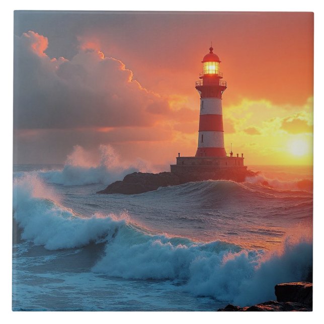 Lighthouse at Sunset Tile (Front)