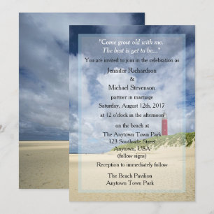 Lighthouse At The Beach Casual Wedding Invitation