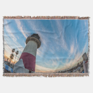 Lighthouse at the Oceanside Harbour Throw Blanket