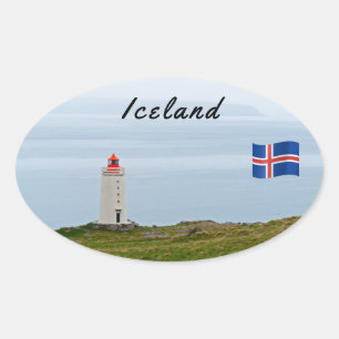 Lighthouse at Vatnsnes Peninsula - Iceland Oval Sticker