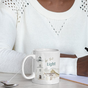 Lighthouse "Be the Light" Watercolor Motivational Coffee Mug