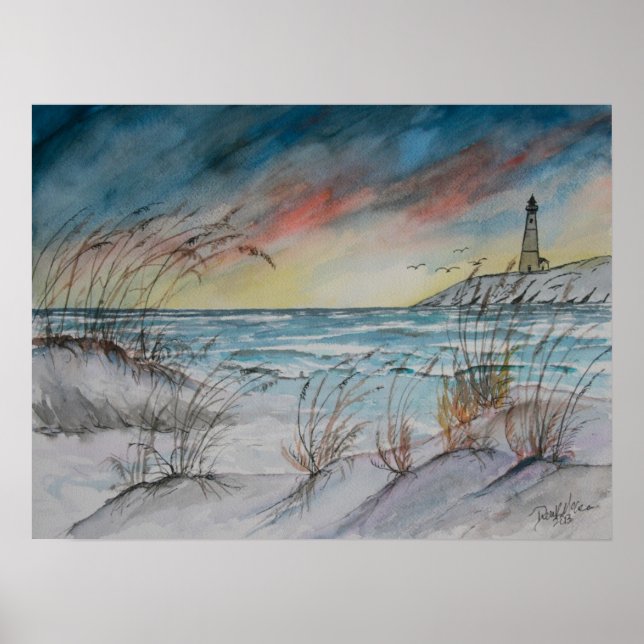 lighthouse beach art print (Front)