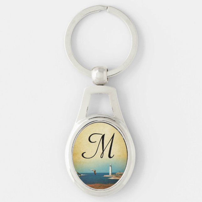 Lighthouse Beach Scene Key Chain (Front)