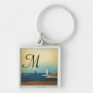Lighthouse Beach Scene Key Chain