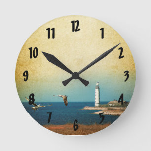 Lighthouse Beach Scene Wall Clock