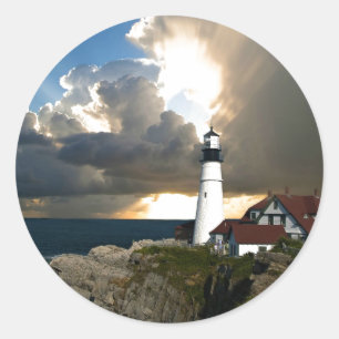 Lighthouse Beacon Classic Round Sticker