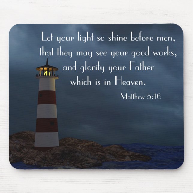 Lighthouse Bible Verse Mouse Mat (Front)