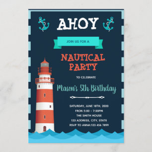 Lighthouse birthday party invitation