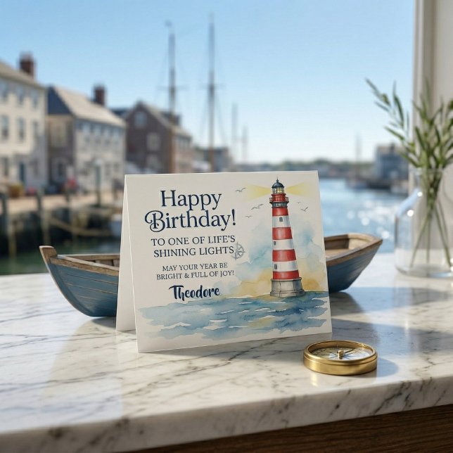 Lighthouse Birthday Shining Light Card  (Coastal charm for their birthday)