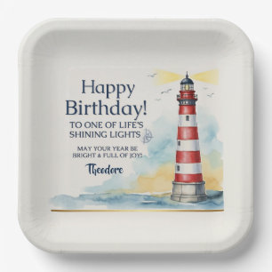 Lighthouse Birthday Shining Light Paper Plate