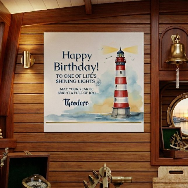 Lighthouse Birthday Shining Light Poster (Beautiful gift for lighthouse lovers)