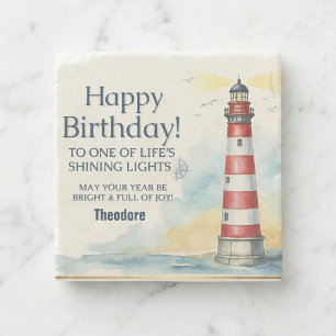 Lighthouse Birthday Shining Light Stone Coaster