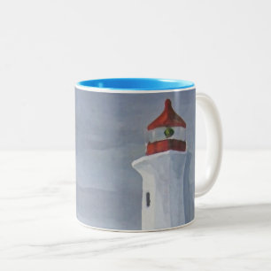 Lighthouse blue iphone Two-Tone coffee mug