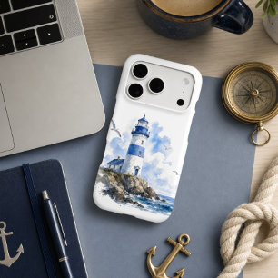 Lighthouse Blue & White Nautical