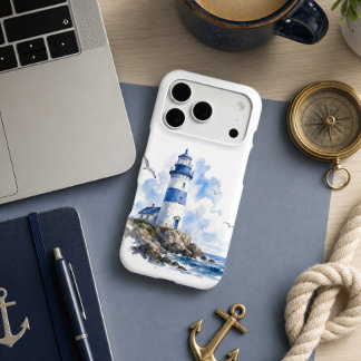 Lighthouse Blue & White Nautical