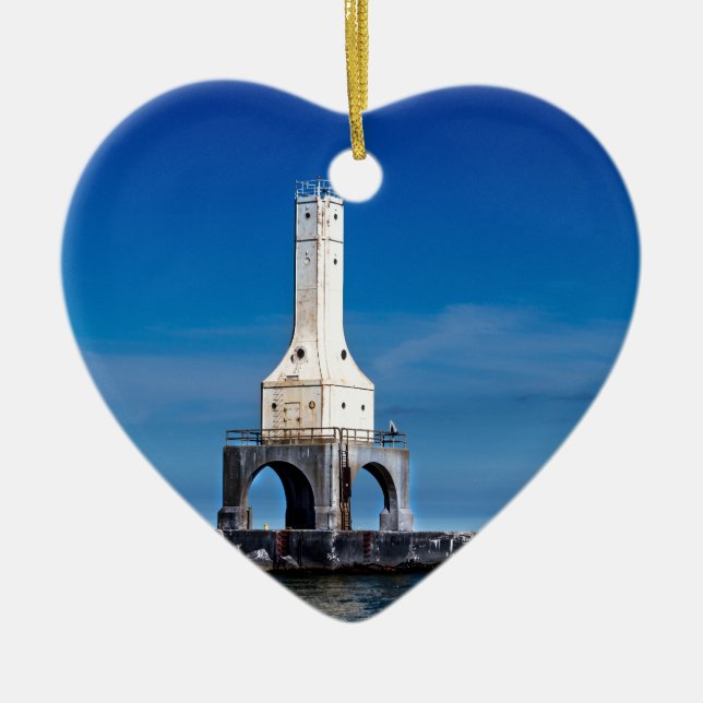 Lighthouse Blues Ceramic Tree Decoration (Front)