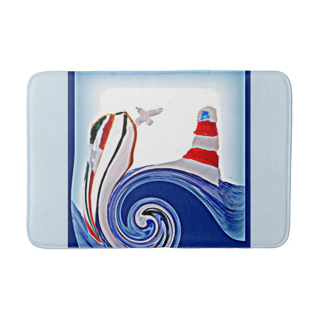 Lighthouse Boat Nautical Bath Mat (Front)