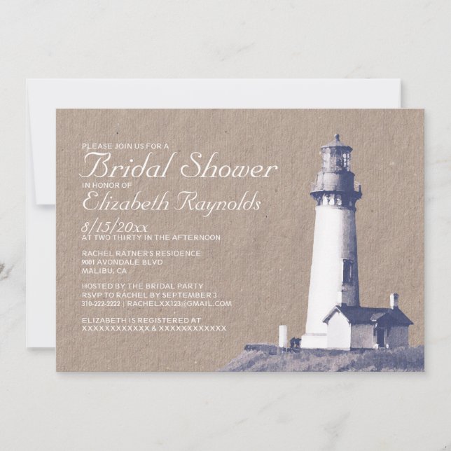 Lighthouse Bridal Shower Invitations (Front)