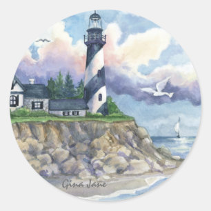 Lighthouse by the Sea Classic Round Sticker