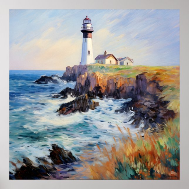 Lighthouse By The Sea - French Impressionism Art Poster (Front)