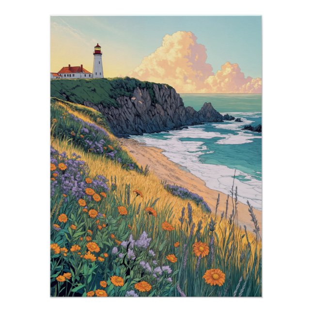 Lighthouse by the Sea Poster (Front)