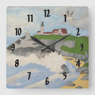 Lighthouse by the Sea Square Wall Clock