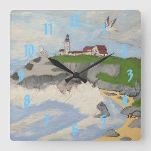 Lighthouse by the Sea Square Wall Clock