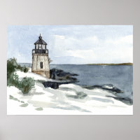 Lighthouse Castle Hill Rhode Island Winter Snow 