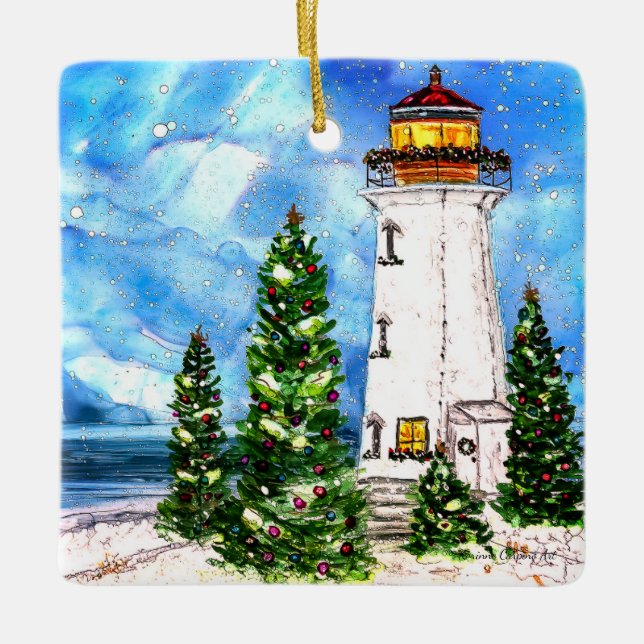 Lighthouse Ceramic Tree Ornament (Front)