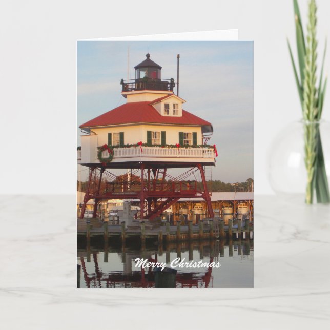 Lighthouse Christmas Greeting Card (Front)