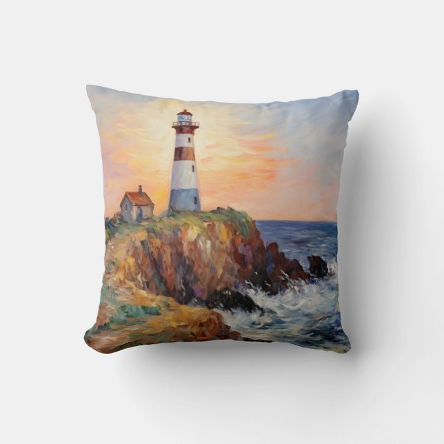  Lighthouse Cliff  Landscape Scenery Fine Art  Cushion (Front)