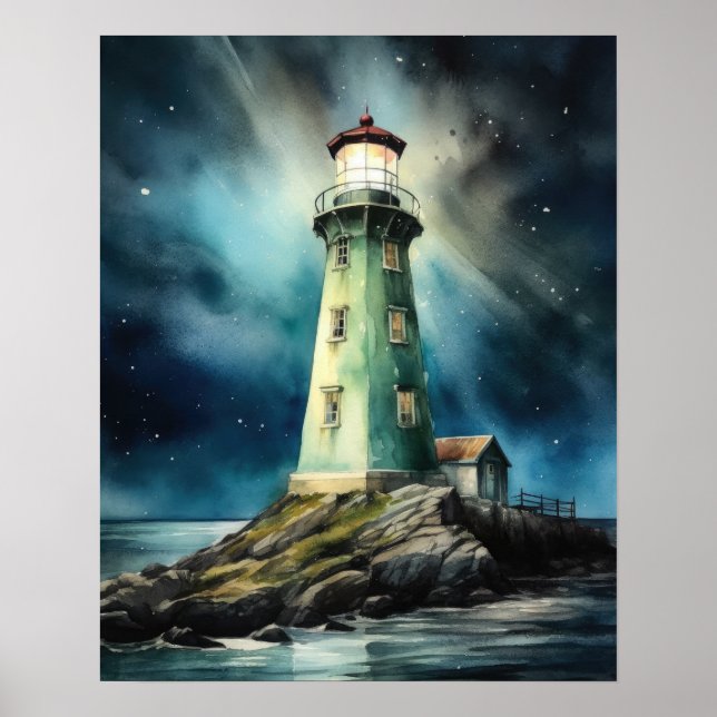 Lighthouse Coastal Art Print Poster (Front)
