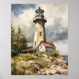 Lighthouse Coastal Art Print Poster