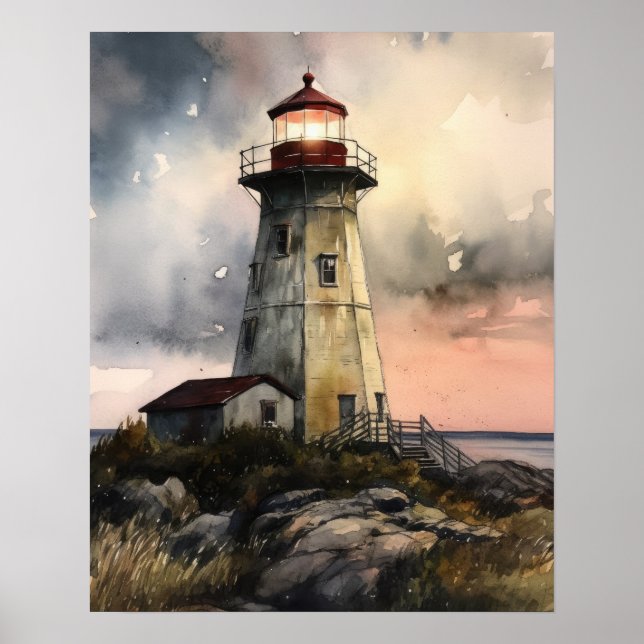 Lighthouse Coastal Art Print Poster (Front)