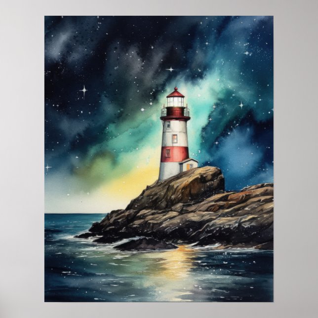 Lighthouse Coastal Art Print Poster (Front)