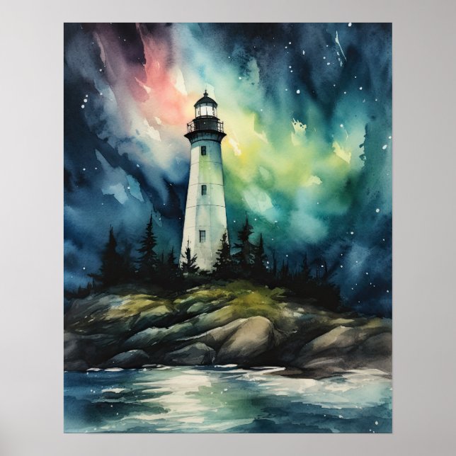 Lighthouse Coastal Art Print Poster (Front)