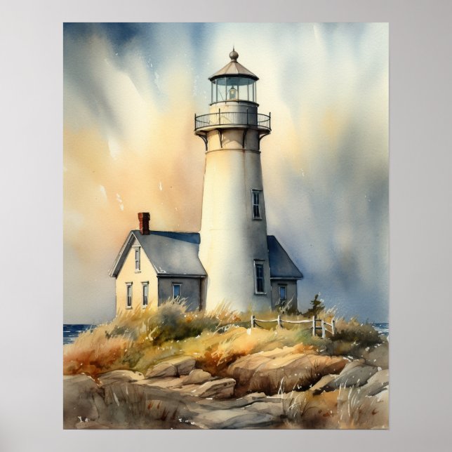Lighthouse Coastal Art Print Poster (Front)