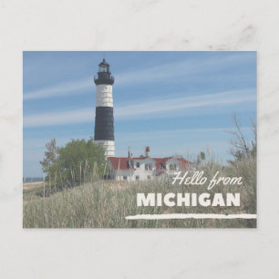 Lighthouse Coastline Michigan Postcard