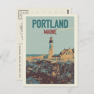 Lighthouse coastline Portland Maine USA Postcard