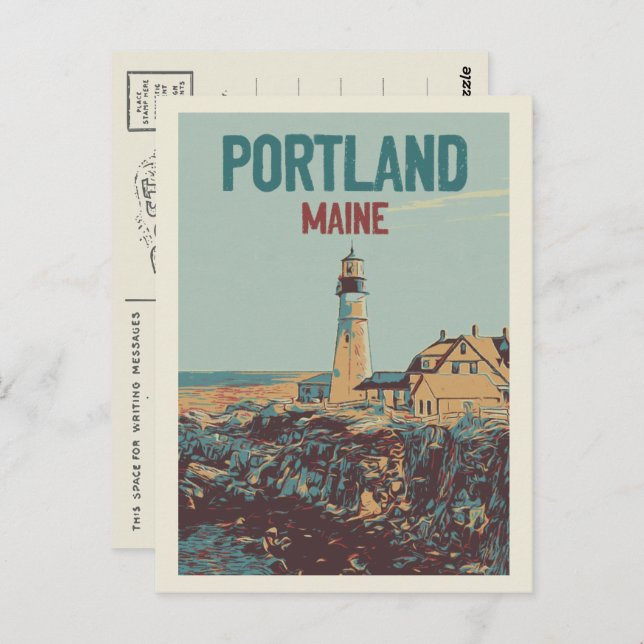 Lighthouse coastline Portland Maine USA Postcard (Front/Back)