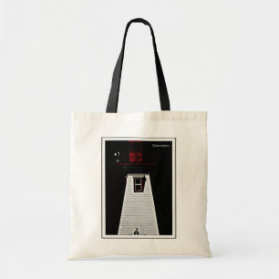 Lighthouse & crow photo on natural tote bag