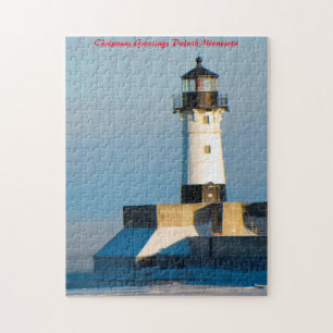 Lighthouse Duluth  Minnesota.Christmas Greetings Jigsaw Puzzle