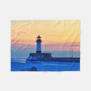 Lighthouse Duluth Minnesota Fleece Blanket
