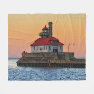 Lighthouse Duluth Minnesota On Lake Suoerior Fleece Blanket