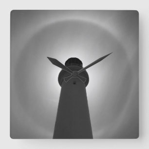 Lighthouse Effect - black and white Square Wall Clock