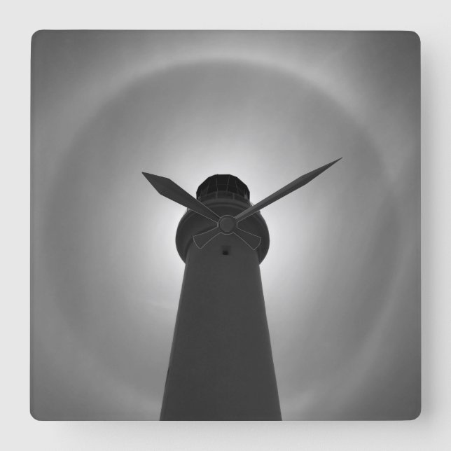 Lighthouse Effect - black and white Square Wall Clock (Front)