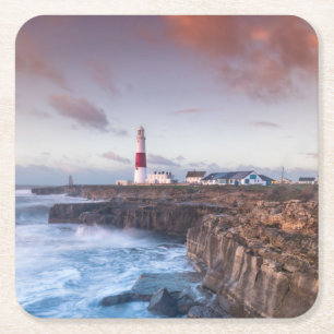 Lighthouse England Square Paper Coaster