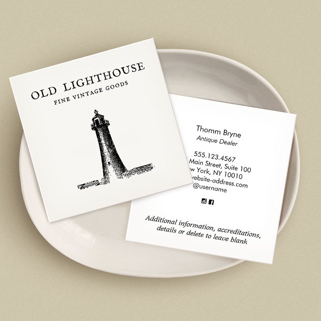 Lighthouse Etching Square Business Card (Creator Uploaded)