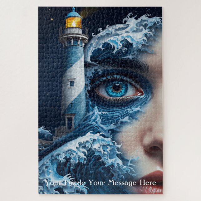 Lighthouse girl abstract artwork jigsaw puzzle (Vertical)