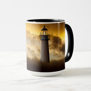 Lighthouse Glowing under Dramatic Sky Mug
